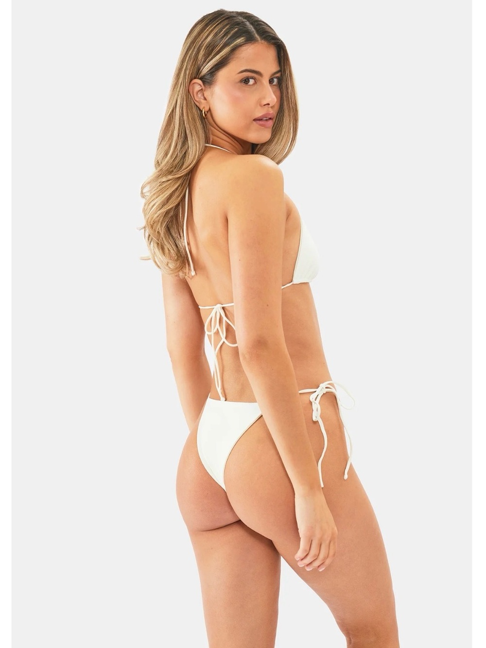 Adjustable White Tie-Side Bikini Bottom